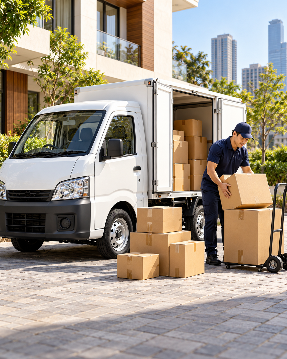 A cargo vehicle prepared to transport goods
