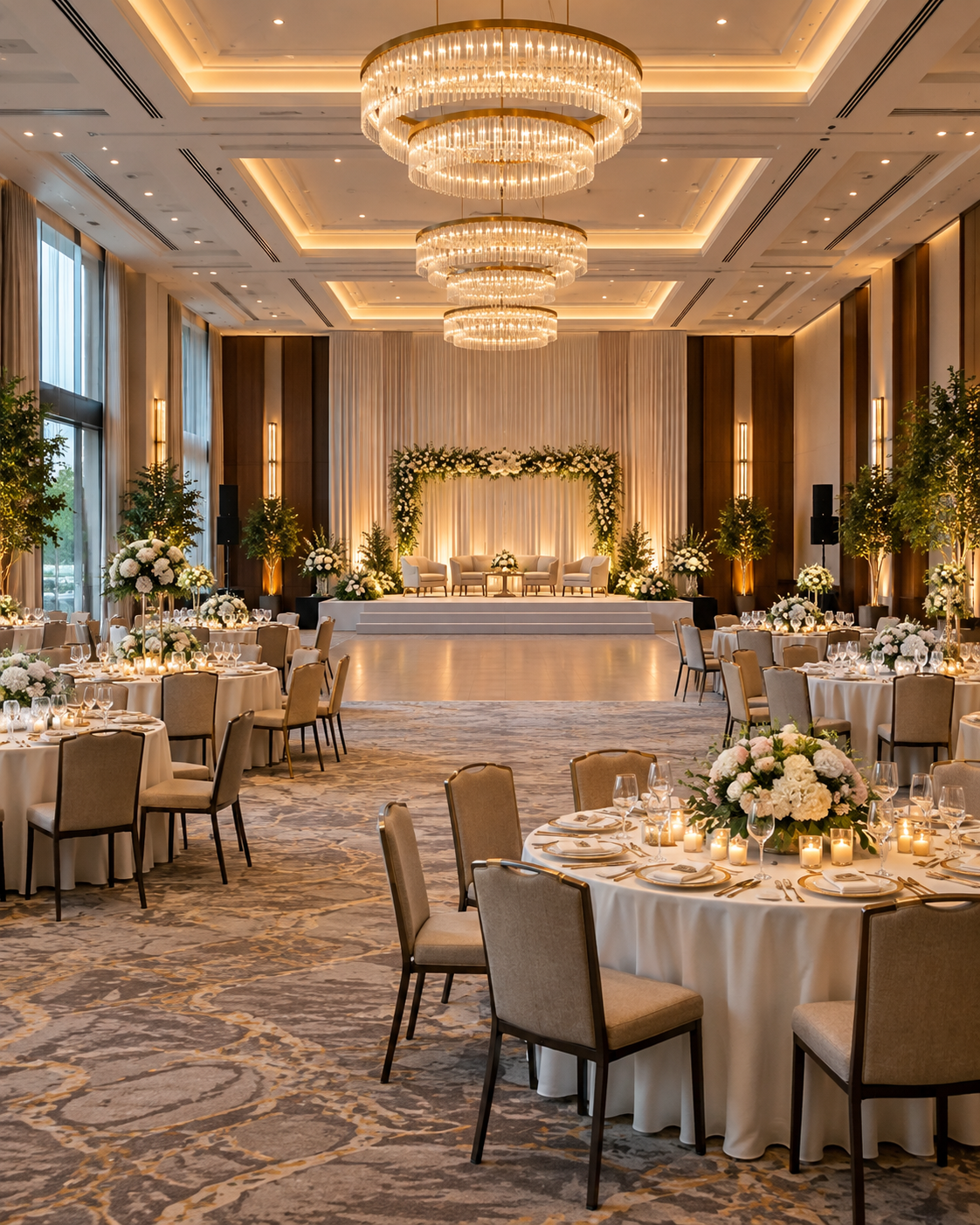 An event hall prepared for a gathering